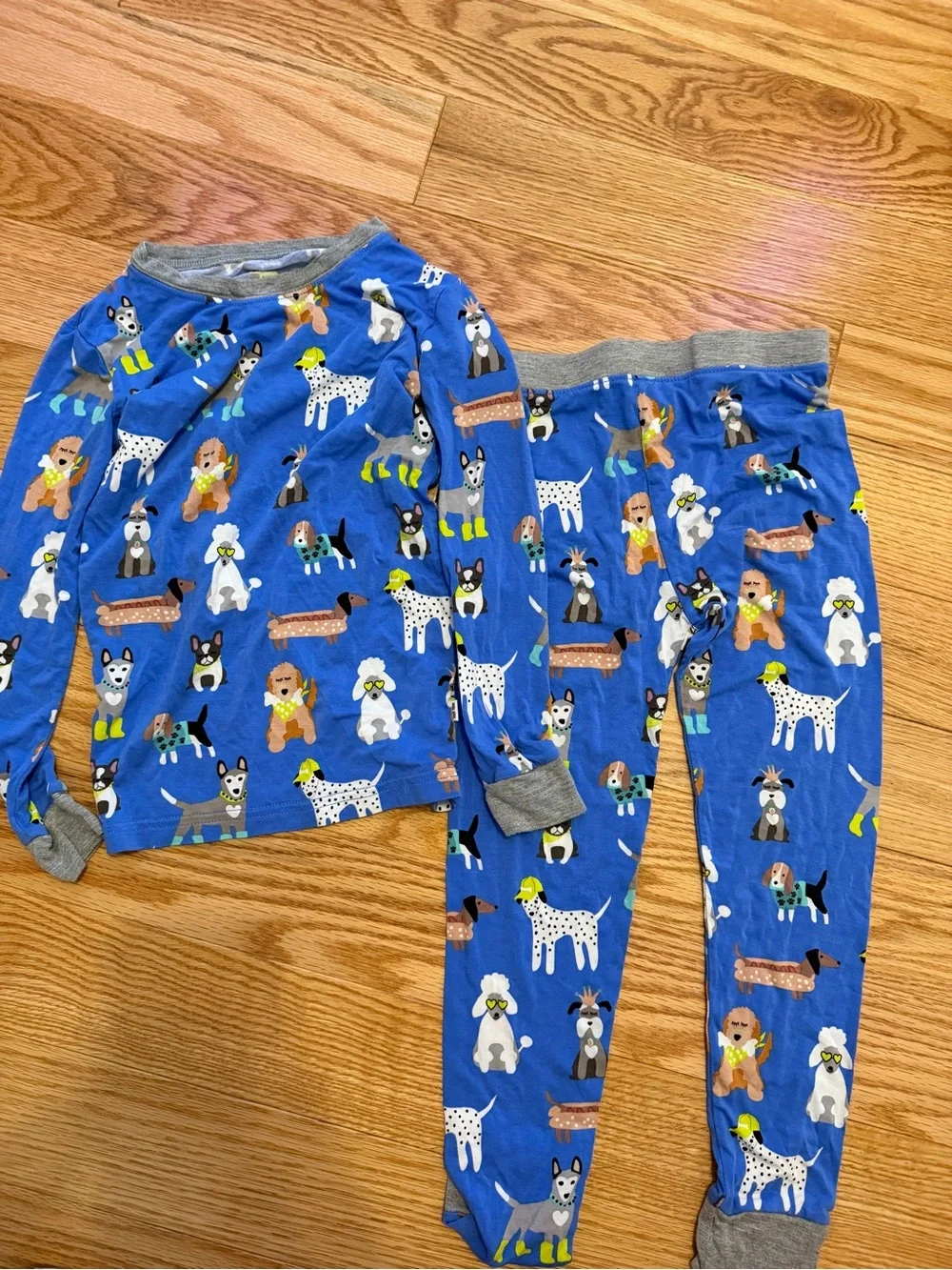 Little Sleepies BLUE DAPPER DOGS Two Piece Pajamas SIZE 5/6